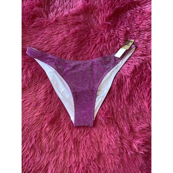 Victorias Secret Swim BRAZILIAN Bikini Bottom‎ Shimmer Sexy Magenta Size XXL - Picture 1 of 3